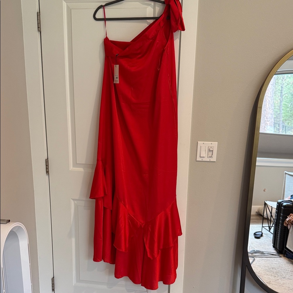 Elegant Red One-Shoulder Dress new